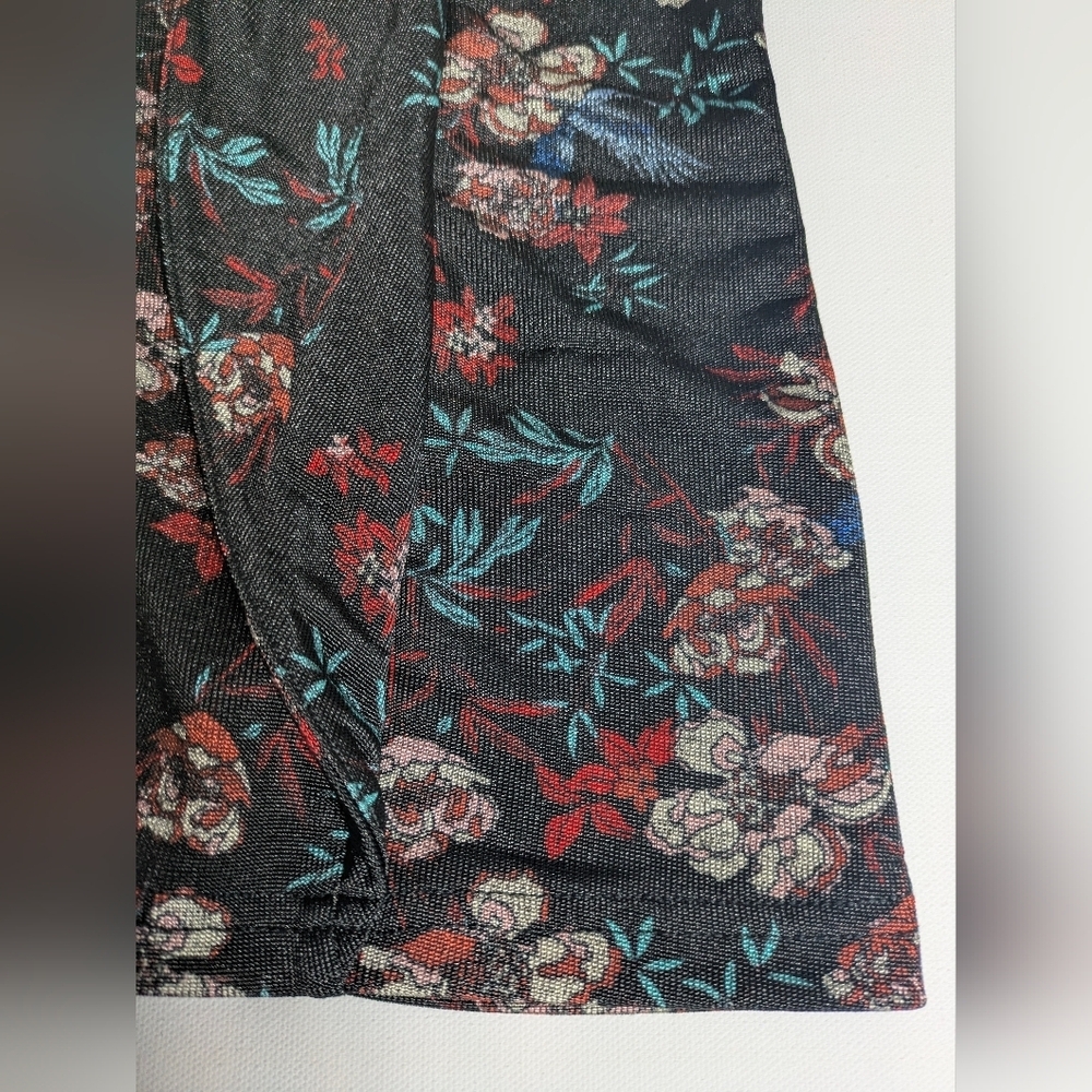 Free People EUC Womens Size Xs 3/4 Sleeve Floral Black Red Blouse Shirt Top Boho - Picture 10 of 14